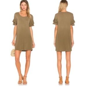 Current/Elliott Stone Grey Ruffle Roadie T Shirt Dress Extra Small